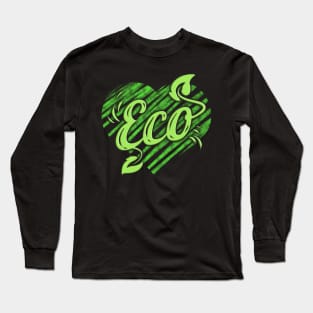 Green Leaves Logo Eco For Vegetarians And Vegan Long Sleeve T-Shirt